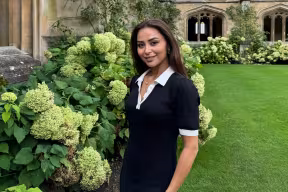 Oxford graduate Shabnam Taghiyeva in the grounds of a college