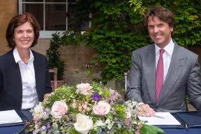 Professor Louise Richardson and Hubert Keller of Lombard Odier