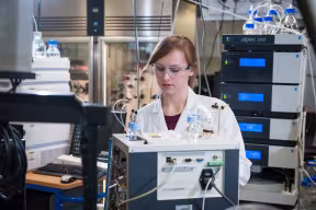 A researcher works in her lab at Oxford University