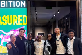 Seun Sowunmi (pictured centre) and other students at the Weston Library