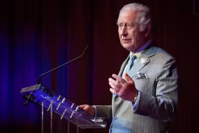 His Majesty speaking at a ceremony when he visited Trinity College in May 2022 to officially open the new Levine Building.