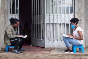 Two girls studying in the midst of the Covid crisis