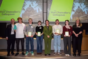 Vice-Chancellor, Professor Irene Tracey (centre) pictured with the programme team and students