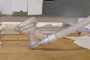 Prototype ventilator parts in workshop