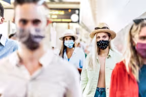 the risk of infection is diminished when individuals wear face  covering/masks