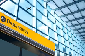 Departures sign at Heathrow airport