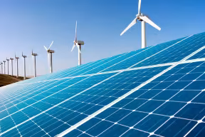 Wind farm and solar panels