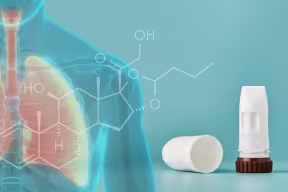 Budesonide inhaler and picture of lungs